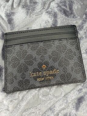 kate spade Black Leather Card Holder with Gold Logo